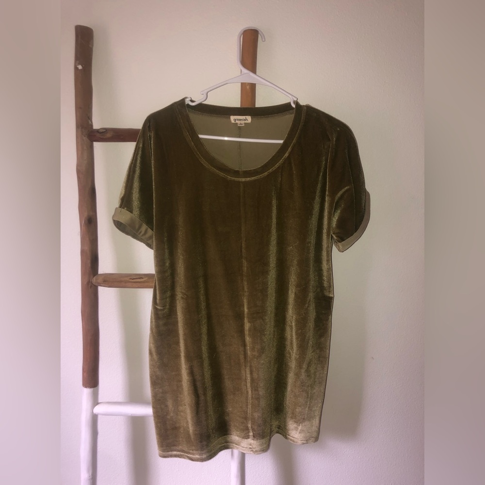 Velvet olive green shirt LARGE